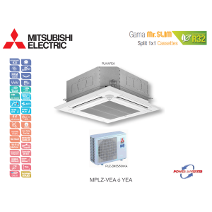 Aire acondicionado mitsubishi electric cassette mr. slim power inverter mplz-50vea blanco con wifi