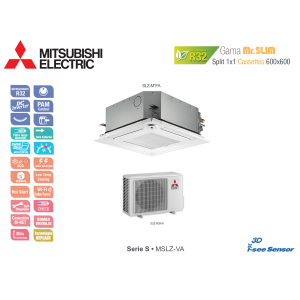 Aire acondicionado mitsubishi electric cassette mr. slim s mslz-25va blanco con wifi