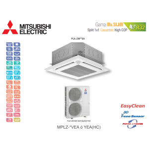 Aire acondicionado mitsubishi electric cassette high cop mr. slim power inverter mplz-140vea(hc) blanco con wifi