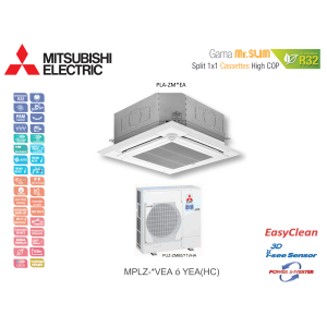 Aire acondicionado mitsubishi electric cassette high cop mr. slim power inverter mplz-60vea(hc) blanco con wifi