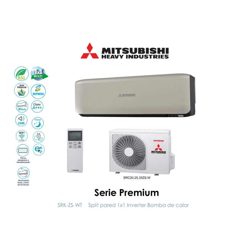 Split pared mitsubishi heavy premium SRK20ZS-WT Titanium