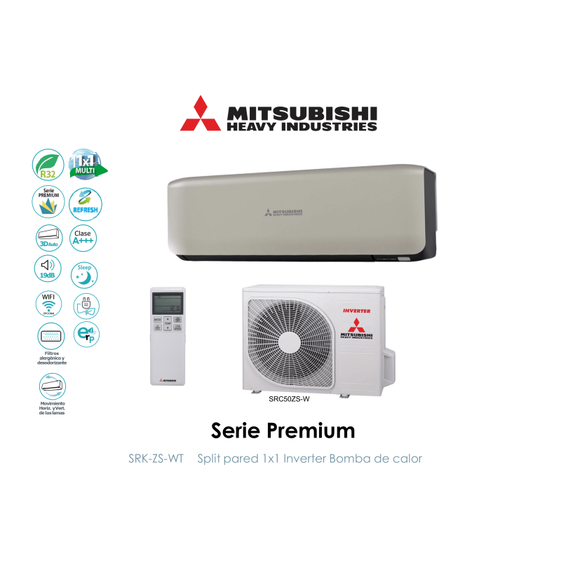 Split pared mitsubishi heavy premium SRK50ZS-WT Titanium