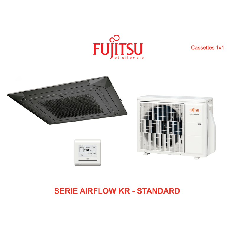 Aire acondicionado cassette fujitsu airflow kr  standard AUY50K-KR negro con wifi