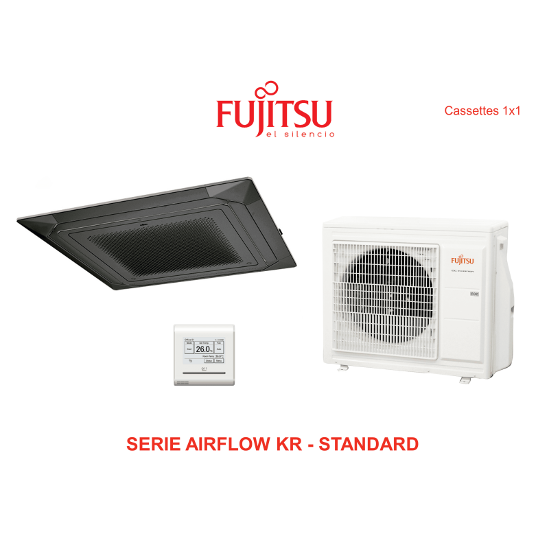 Aire acondicionado cassette fujitsu airflow kr  standard AUY71K-KR negro con wifi