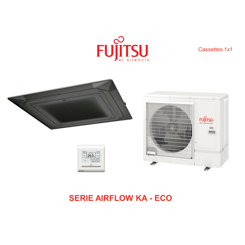 Aire acondicionado cassette fujitsu airflow ka - eco AUY80K-KA negro con wifi