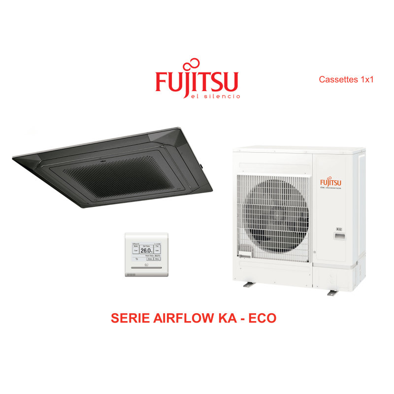 Aire acondicionado cassette fujitsu airflow ka - eco AUY140K-KA negro con wifi