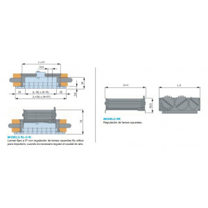 REJILLA LINEAL CON MARCO RL-C + R  150 x 250 COLOR ALUMINIO + REGULACIÓN
