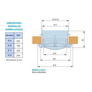 BOCA EXTRACTORA (BCE) DE Ø 200 mm COLOR BLANCO