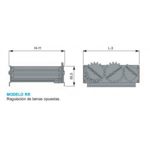 COMPUERTAS DE REGULACIÓN DE LAMAS OPUESTAS  200 x 450 COLOR NEGRO CON SERVOMOTOR