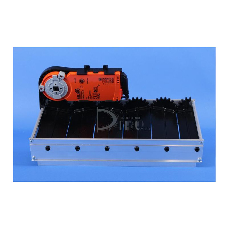 COMPUERTAS DE REGULACIÓN DE LAMAS OPUESTAS  250 x 250 COLOR NEGRO CON SERVOMOTOR