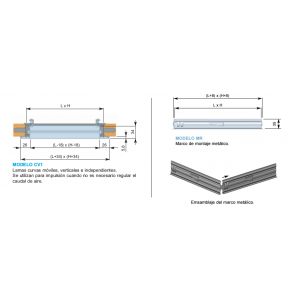 Rejilla Lama Curva CV1 + M 100 x 400 Color ALUMINIO