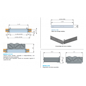 Rejilla Lama Curva CV1 + M + R 200 x 200 Color ALUMINIO