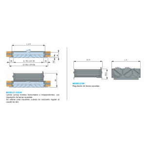 Rejilla Lama Curva CH2 + R 150 x 200 Color ALUMINIO