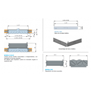 Rejilla Lama Curva CH2 + M + R 100 x 200 Color ALUMINIO