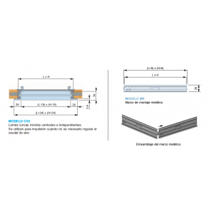 Rejilla Lama Curva CV2 + M 100 x 350 Color ALUMINIO