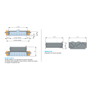 Rejilla Lamas Orientables Simple Deflexión MH + R 150 x 1000 Color ALUMINIO