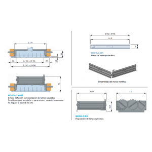 Rejilla Lamas Orientables Simple Deflexión MH + R + M 200 x 300 Color ALUMINIO