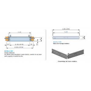 Rejilla Lamas Orientables Simple Deflexión MV + M 250 x 400 Color ALUMINIO