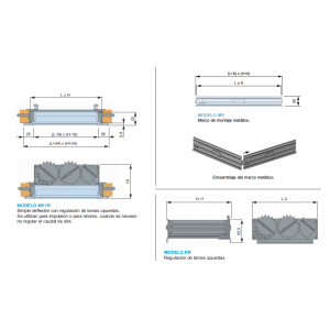Rejilla Lamas Orientables Simple Deflexión MV + R + M 150 x 300 Color ALUMINIO