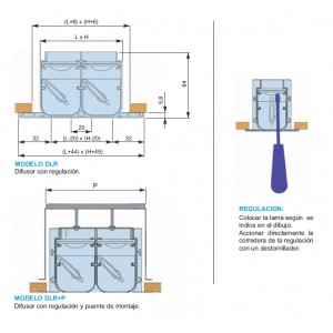 DIFUSOR LINEAL CON REGULACIÓN DLR + P 120 x 1100 COLOR ALUMINIO