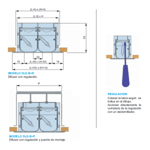 DIFUSOR LINEAL CON REGULACIÓN DLE-B + P 123 x 900 COLOR ALUMINIO