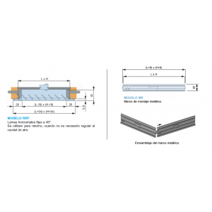 Rejillas de Lamas Fijas Horizontales RRF + M 300 x 1400 Color ALUMINIO