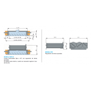 Rejillas de Lamas Fijas Horizontales RRF + R 250 x 250 Color ALUMINIO